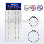 dnsm162 box w 24 silver nose rings w set 1.5mm mix color cz tops
