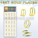 dnsm229 box w 24 pcs. gold plated silver spiral nose ring 22g