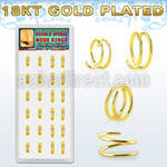 dnsm232 box w silver spiral nose rings, 22g w gold plating