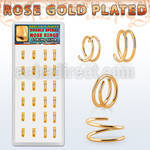 dnsm233 box w silver spiral nose rings, 22g w rose gold plating