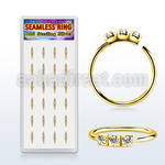 dnsm267 18k gold plated 925 silver seamless nose rings 1.5mm prong set clear crystals