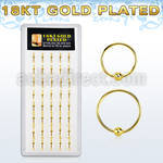 dnsm28 box w 18k gold plated silver nose hoops w a single ball