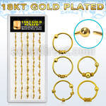 dnsm43 box w gold plated balinese wire design silver nose hoop