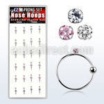 dnsm47 box w silver noose hoops w a 2mm prong set round cz top