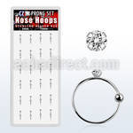 dnsm49 box w silver noose hoops w a 2mm prong set clear cz top
