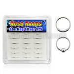 dnsm6 box of 925 silver nose hoops with ball and without ball