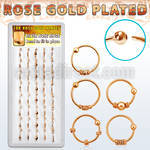 dnsm72 box w rose gold plated silver nose hoops w balinese wire
