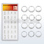 dnsm77 box w 24 pcs. of assorted silver fake septum rings