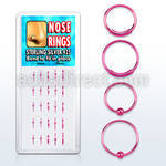 dnsp2 box of pink silver nose hoops with ball endless hoops