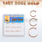 dr14nh3 box w 9 pieces of 14k rose gold nose hoops