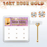 drnb11 box w 9 14kt rose gold nose bones w 1.5mm 2mm czs