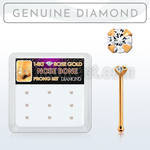drnb15 box w 9 14kt rose gold nose bones w 1.5mm real diamonds