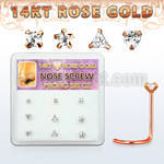 drsc13 box w 9 14kt rose gold nose screws w czs in mix shape