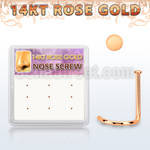 drsc27 box w 12 14kt rose gold nose screws w round flat top