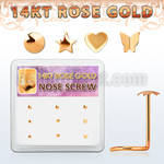 drsc4 box w 14k rose gold nose screw star heart butterfly top