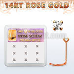 drsc6 box w 9 14kt rose gold nose screws w 2mm square cz stone