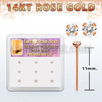 drys11 box w 14kt rose gold bend it  nose stud 1.5 2mm czs