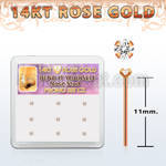 drys20 box w 9 14kt rose gold bend it nose stud w 1.5mm czs