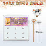 drys22 box 14kt rose gold bend it nose stud w heart shaped czs