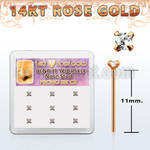 drys24 box 14kt rose gold bend it nose studs w square czs