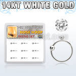dw14nh4 box w 14kt white gold nose hoop w a 1.5mm clear cz stone