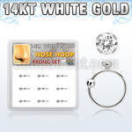 dw14nh5 box w 14kt white gold nose hoop w a 2mm clear cz stone