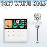 dwnb1 box of 14kt white gold nose bones w 2mm prong set cz