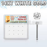 dwnb22 box w 14kt white gold nose bones w 1.2mm clear round cz 