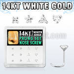 dwsc13 box w 12 pc of 14kt white gold nose screw w assorted czs