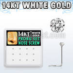 dwsc3 box of 14kt white gold nose screws w 2mm prong set cz