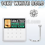 dwsc5 box of 14kt white gold nose screws w 1 5mm prong set cz