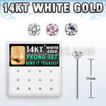 dwys10 box w 14kt white gold bend it nose studs w 2mm mixed czs