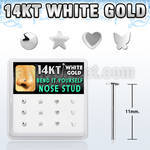 dwys18 box w 14kt white gold bend it nose studs w mix plain top