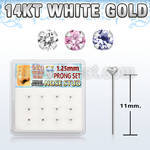 dwys23 box w 14kt white gold bend it nose stud 1.2mm round cz 