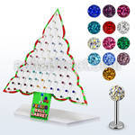 dxmas1 xmas tree display of 316l steel labret with ferido ball