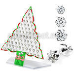 dxmas3 xmas tree display of 316l steel ear studs with round cz