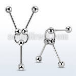 ear scaffolding w 3  steel barbells & ball closure ring.