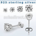 ecrza pair of 925 silver casting ear studs w aaa cz stone