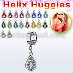 ehh403 steel helix huggie w teardrop design with crystals 