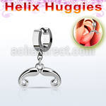 ehh516 helix huggie w a dangling french mustache design