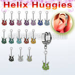 ehh538 helix huggie w a dangling crystal studded guitar