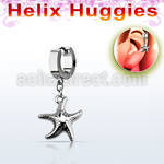 ehh727 helix huggie w a dangling plain starfish