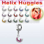 ehh734 helix huggie w a dangling moon with crystals
