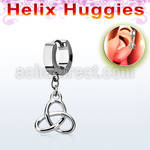 ehh736 helix huggie w a dangling plain celtic trinity knot