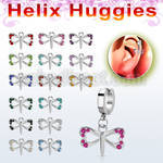 ehh761 stainless steel huggie w a dangling small dragonfly