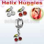 ehhchz helix huggie w a dangling crystal cherry design