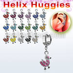 ehhdk2 helix huggie w a dangling crystal duck
