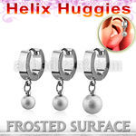 ehhfo helix huggie w a dangling frosted steel ball