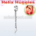 ehhllit steel helix huggie w lightning symbol dangling on chain
