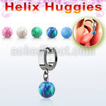 ehhop helix huggie w a dangling synthetic opal ball